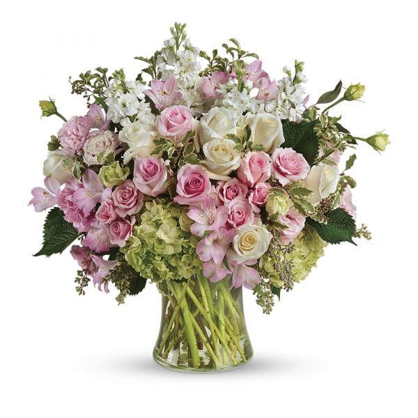 Pink Roses, White Roses, Full Bloom Hydrangea